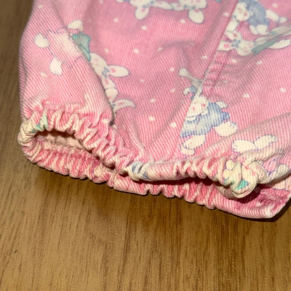 Vintage OshKosh Bgosh Pink Bunny Print Overalls Made in USA 18M Vestbak Denim